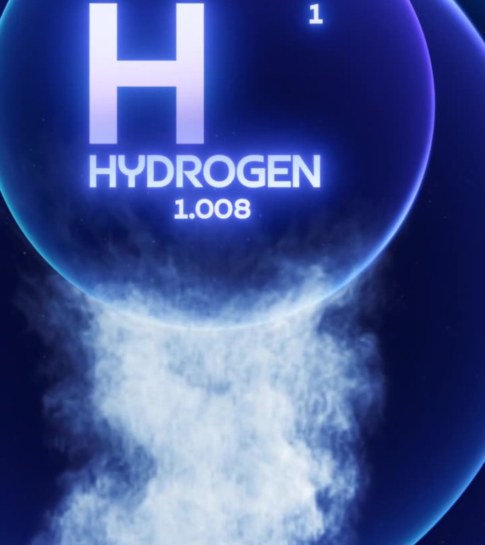 氢元素周期表科学内容标题与气体动画背景