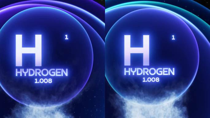 氢元素周期表科学内容标题与气体动画背景