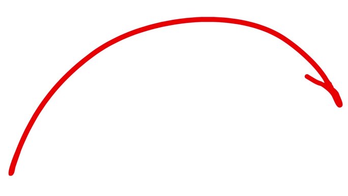 绘制箭头的动画线性符号。手绘的红色箭头指向右边。矢量插图隔离在白色背景上。