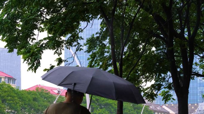 城市马路道路下雨天雨水雨滴街景街道街头风