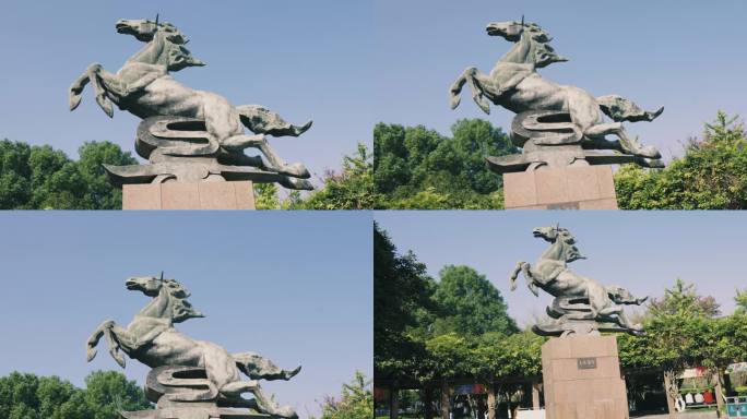 4K素材-公园雕塑天马行空雕像