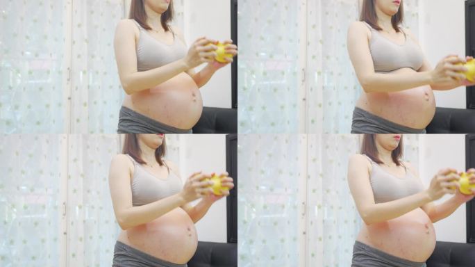 孕妇在家做重量训练