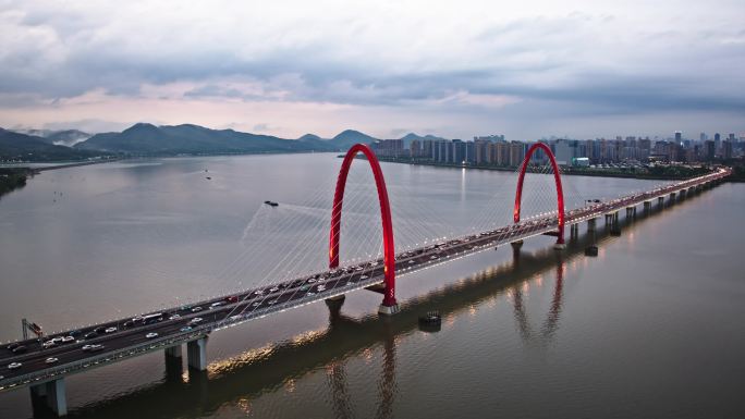 杭州之江大桥延时航拍