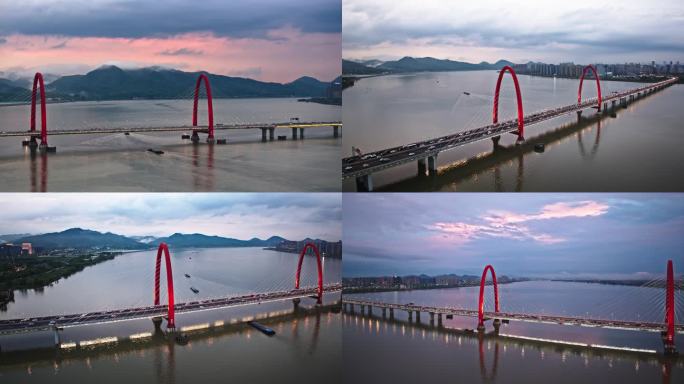 杭州之江大桥延时航拍