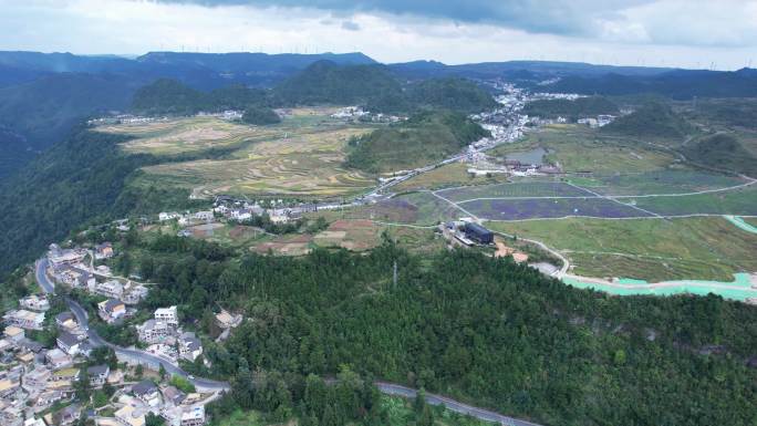 贵阳高坡苗族乡梯田航拍风光