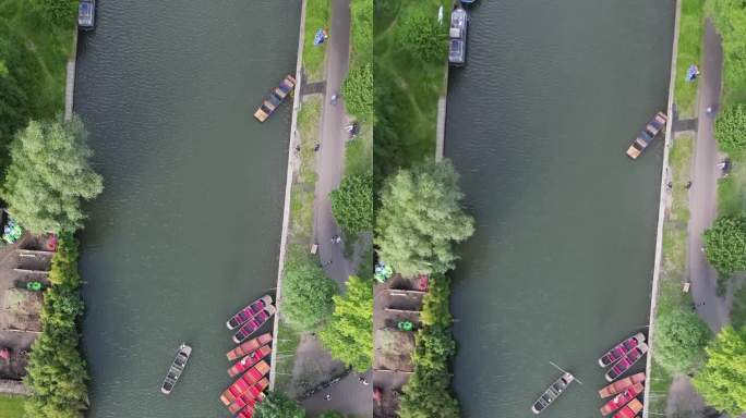 剑桥康河的航拍视频