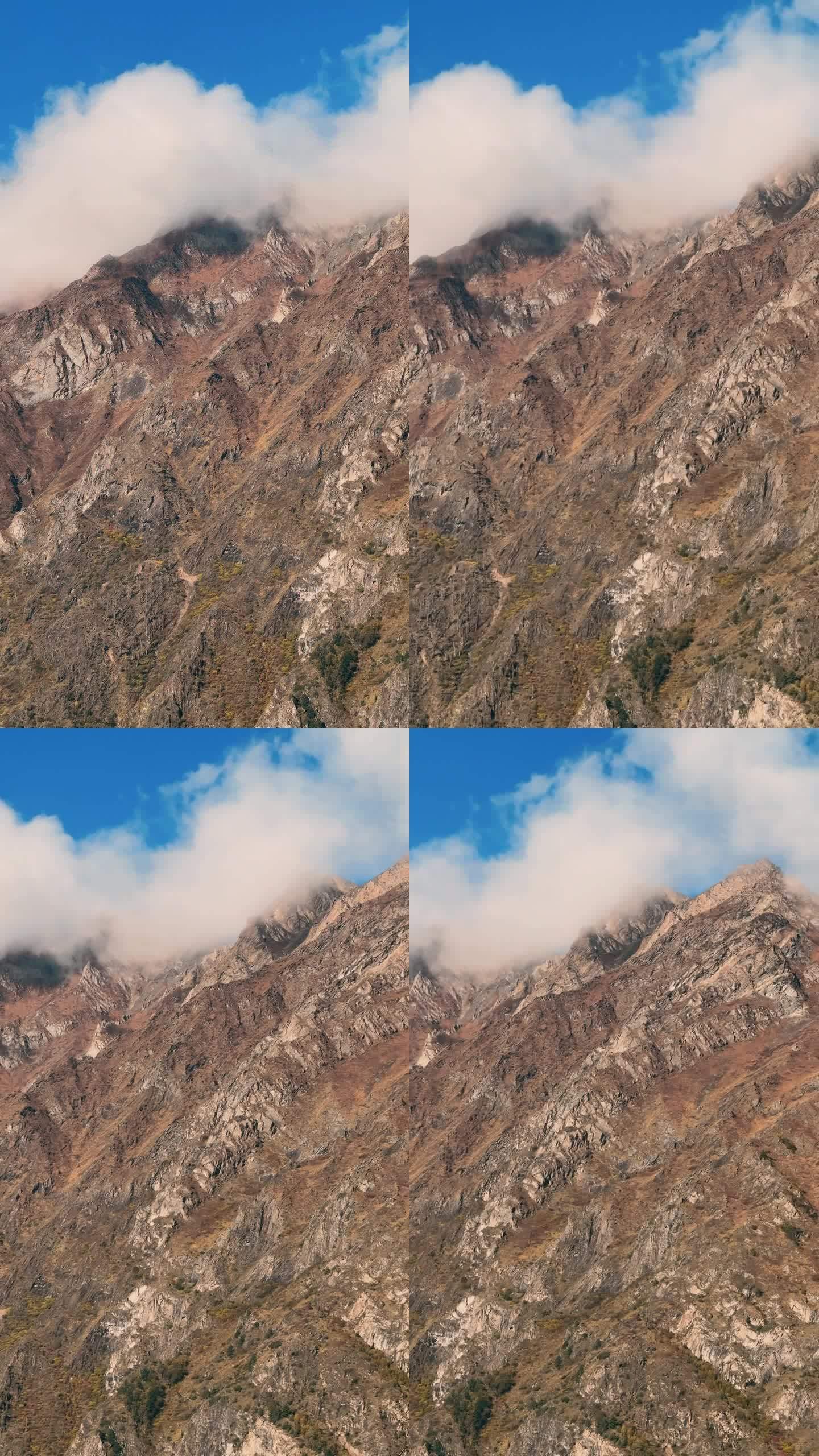 大雾覆盖山脉手机竖拍竖屏云雾缭绕雄伟高山