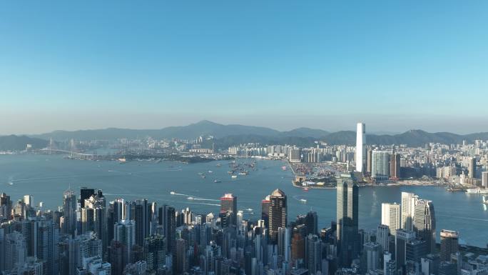 香港维多利亚港航拍香港城市建筑风光风景