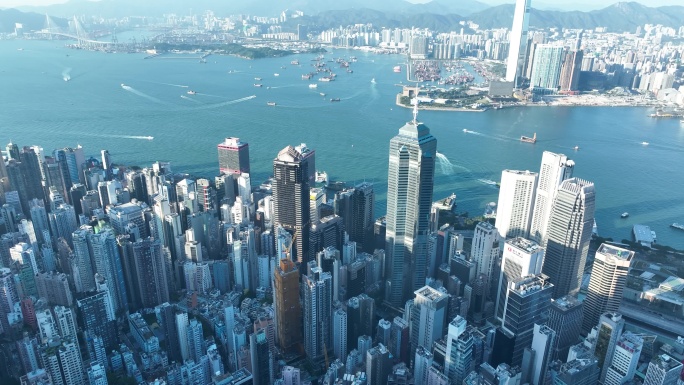 香港维多利亚港航拍香港城市建筑风光风景