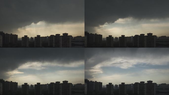 北京实拍春夏季阴雨天下雨过程延时摄影