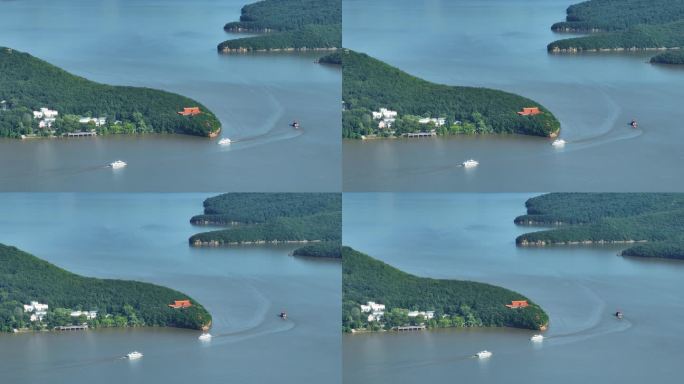 黑龙江镜泊湖湖泊河流风景火山湖青山绿水