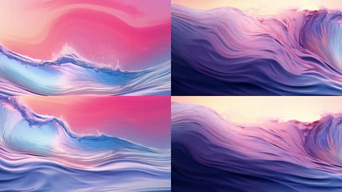 8k宽屏 绚丽色彩 流光溢彩 彩色海浪