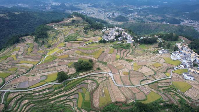 贵阳高坡苗族乡梯田航拍风光