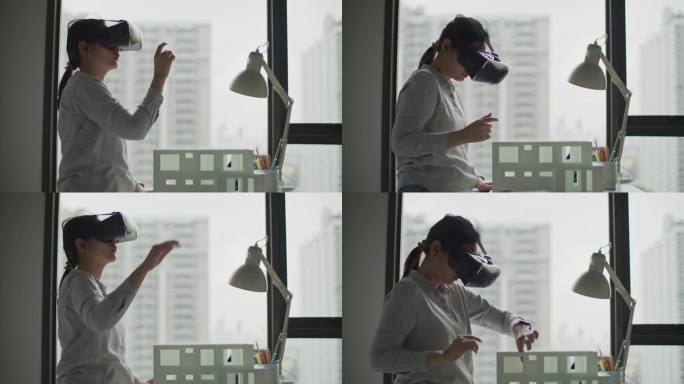 虚拟现实，建筑师使用VR头显探索3D建筑模型