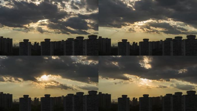 北京实拍夏季日落过程延时摄影