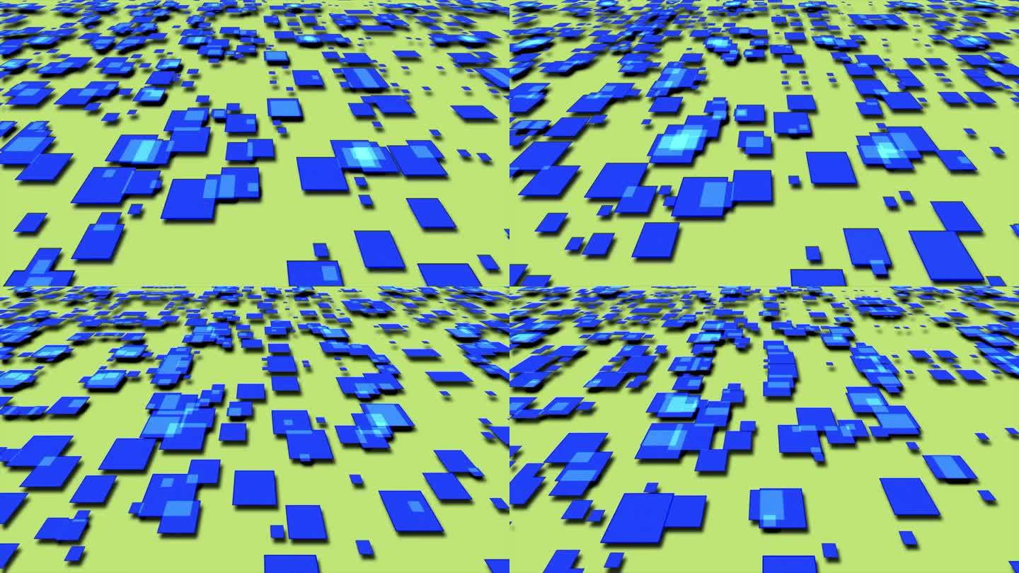 移动3D矩形与阴影平滑的背景，几何最小的正方形抽象运动
