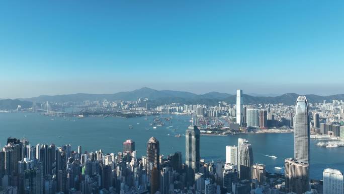 香港维多利亚港航拍香港城市建筑风光风景