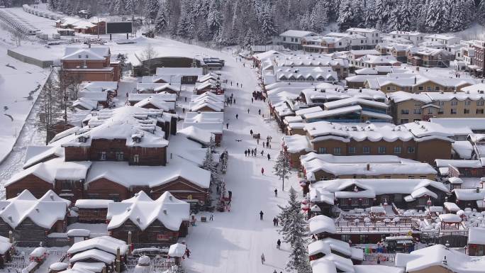 东北雪乡航拍素材