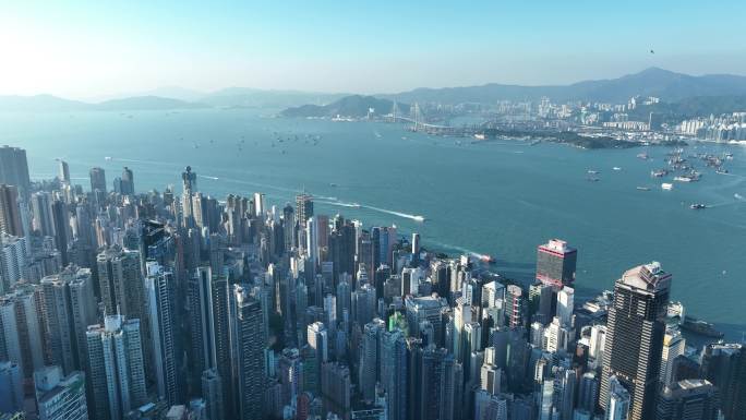 香港维多利亚港航拍香港城市建筑风光风景