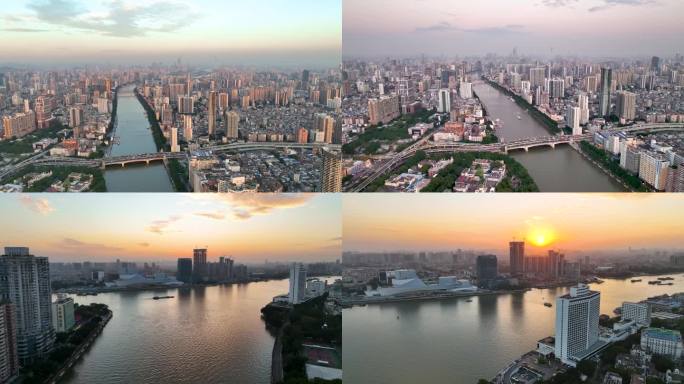 广州珠江城市空镜（金色调）