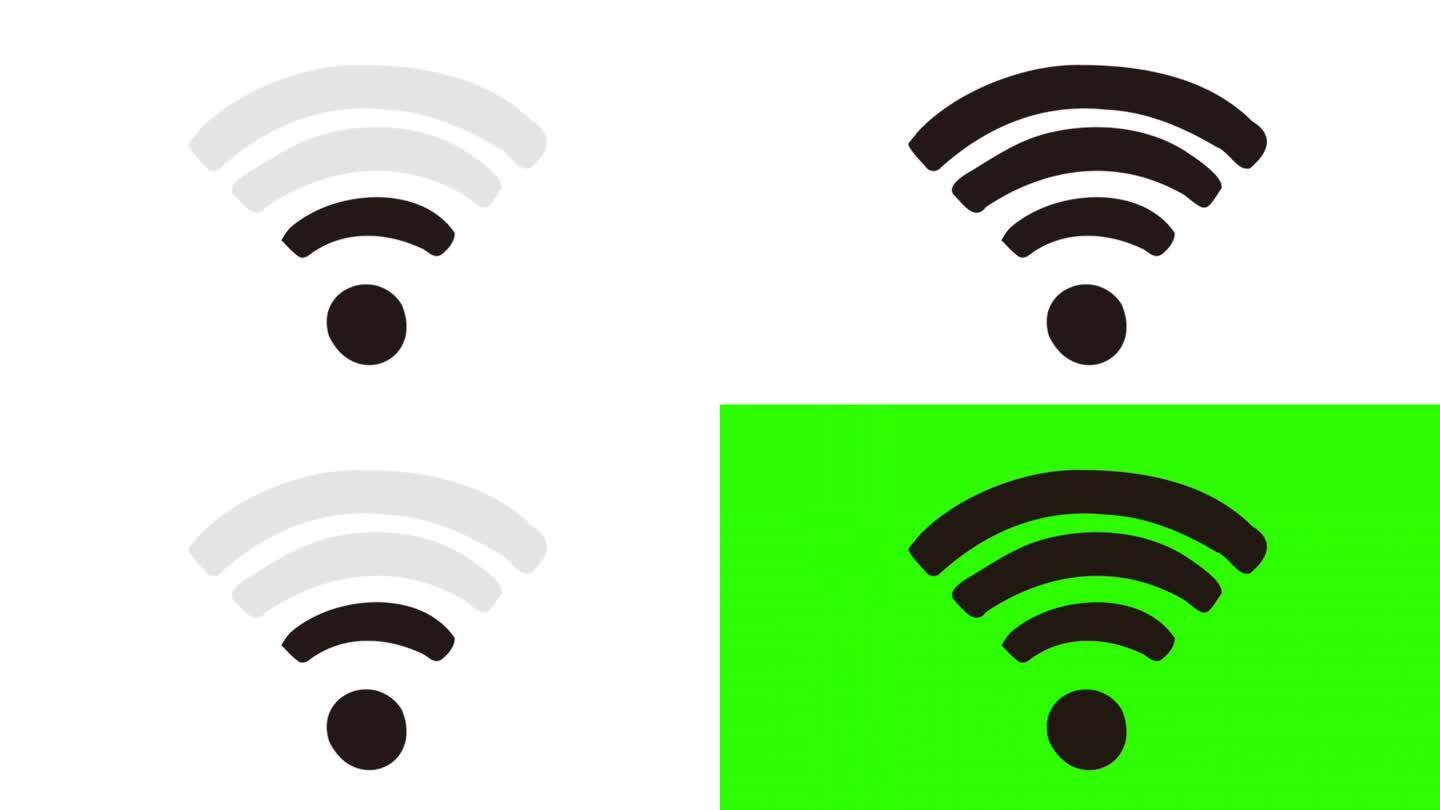 Wifi符号运动设计，有白色或绿色屏幕背景两种模式
