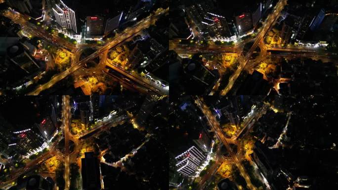 广州区庄立交航拍夜景4k摄影