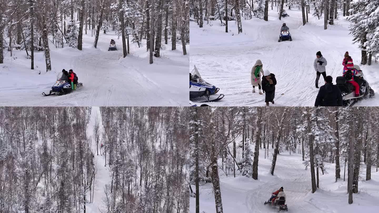 冬天东北雪地摩托车人文素材