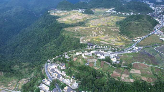 贵阳高坡苗族乡梯田航拍风光