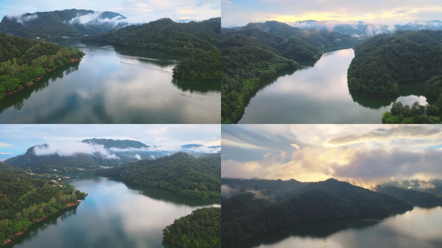 梅州蕉岭长潭水库 蕉岭风景航拍 蕉岭景点