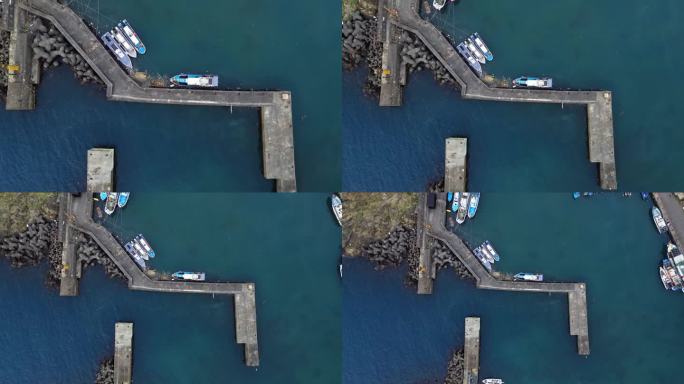 航拍Bitou渔港4k画面。台湾东北角的一个港口。