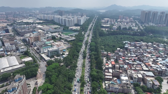 广东省东莞市环城南路城市主干道航拍