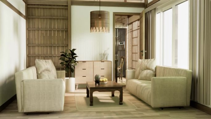 家具和现代室内设计最小的房间。三维渲染