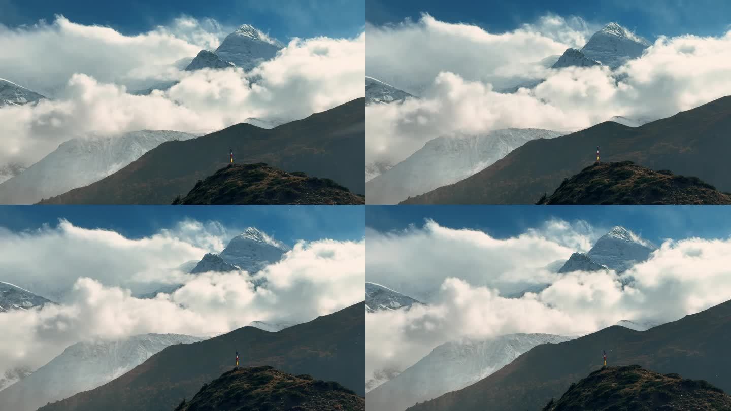 天空多云的安纳普尔纳山脉
