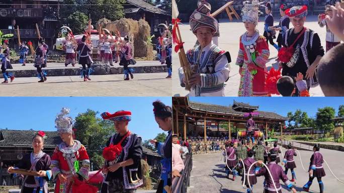 苗族音乐演奏民族歌舞节吹芦笙苗族舞蹈表演