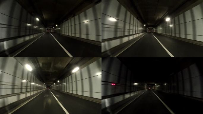 午夜开车穿过隧道穿行穿梭驾车开车