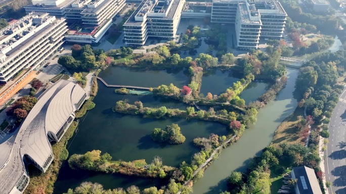 中国杭州阿里巴巴园区秋日美景