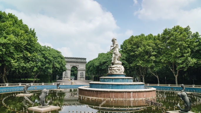 【4K】蠡湖中央公园音乐雕塑喷泉延时
