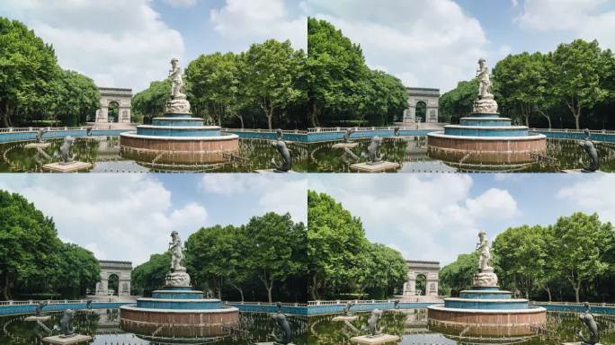 【4K】蠡湖中央公园音乐雕塑喷泉延时
