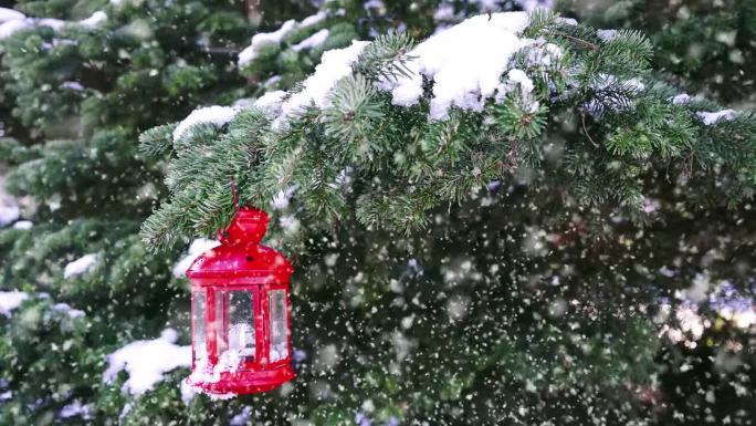 4K视频圣诞，新年，圣诞，雪的背景