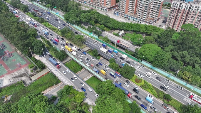 广东省东莞市环城南路城市主干道航拍