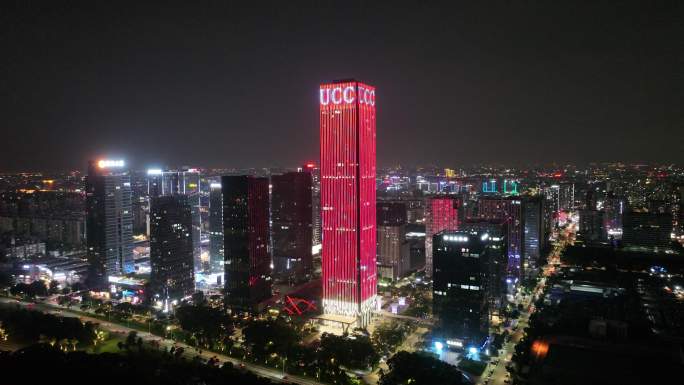 广东省东莞市UCC寰宇汇金中心夜景航拍