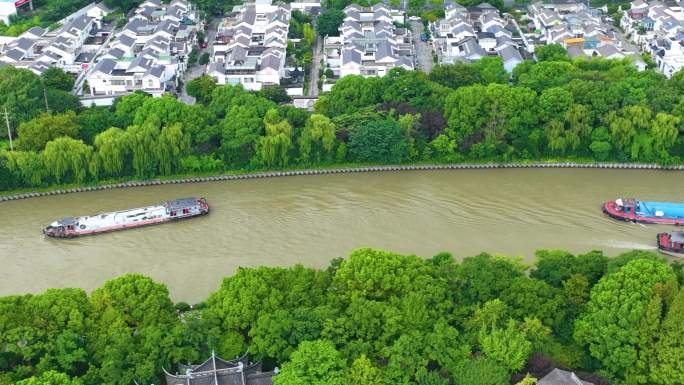 江苏苏州市姑苏区寒山寺风景风光航拍江南水