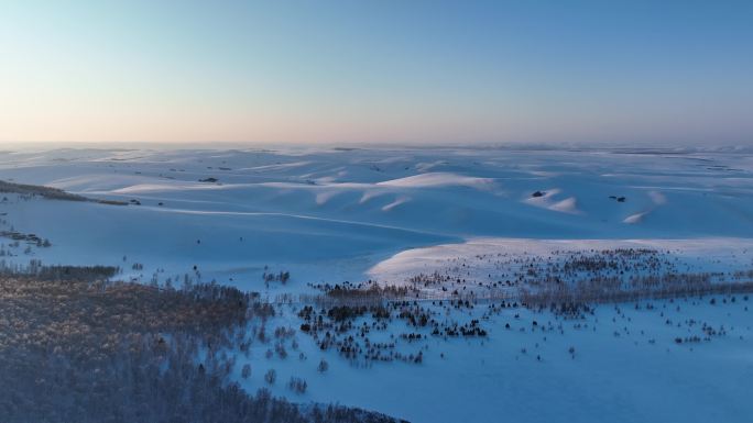 呼伦贝尔森林草原过度地带冬日雪景