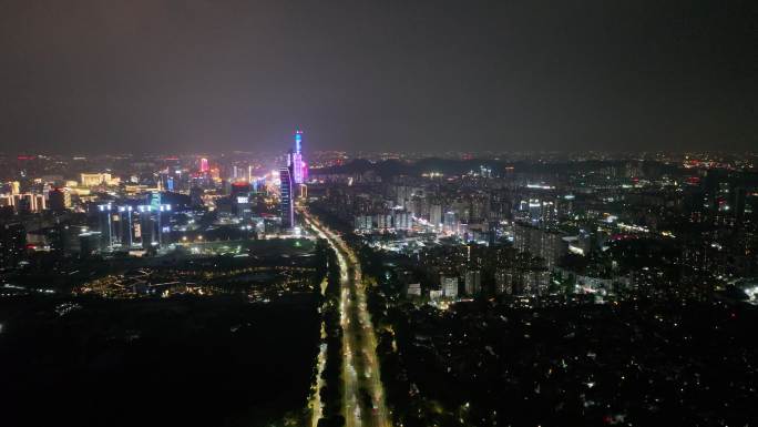 广东省东莞市UCC寰宇汇金中心夜景航拍