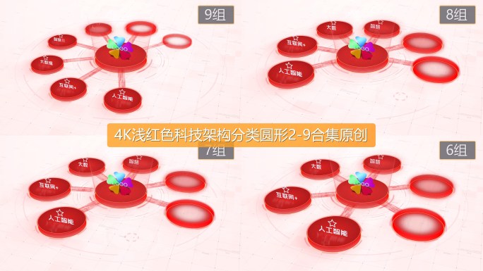 4K浅红色科技架构分类圆形2-9合集