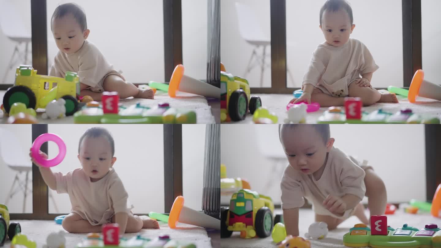 小男孩在家玩玩具玩乐玩耍视频素材