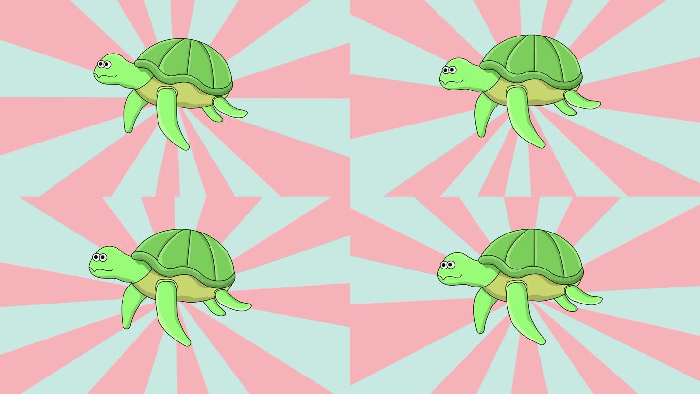 动画乌龟图标与旋转背景