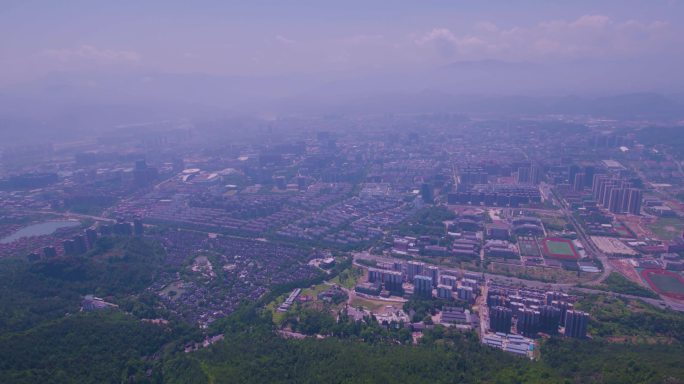 浙江白云山森林公园城市航拍