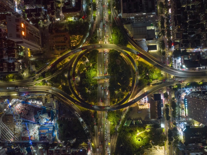 创业立交桥夜景延时