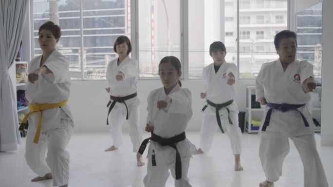 日本女空手道班空手道外国人小男孩